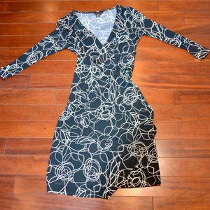 Black Patterned Wrap Dress